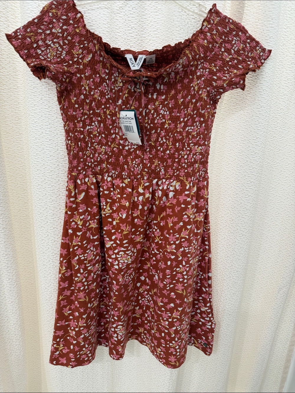 NWT Wonder Nation Rust Floral Smocked Short-Sleeve Dress
